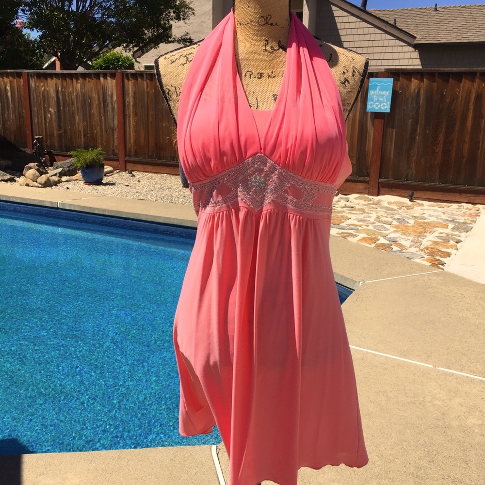 Papaya Halter Dress with blingy embellishment